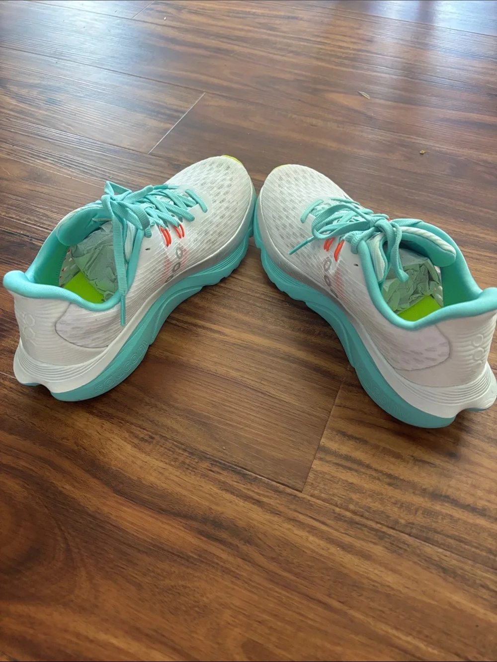 Saucony Women's Athletic Shoes in White, Aqua & Neon Yellow